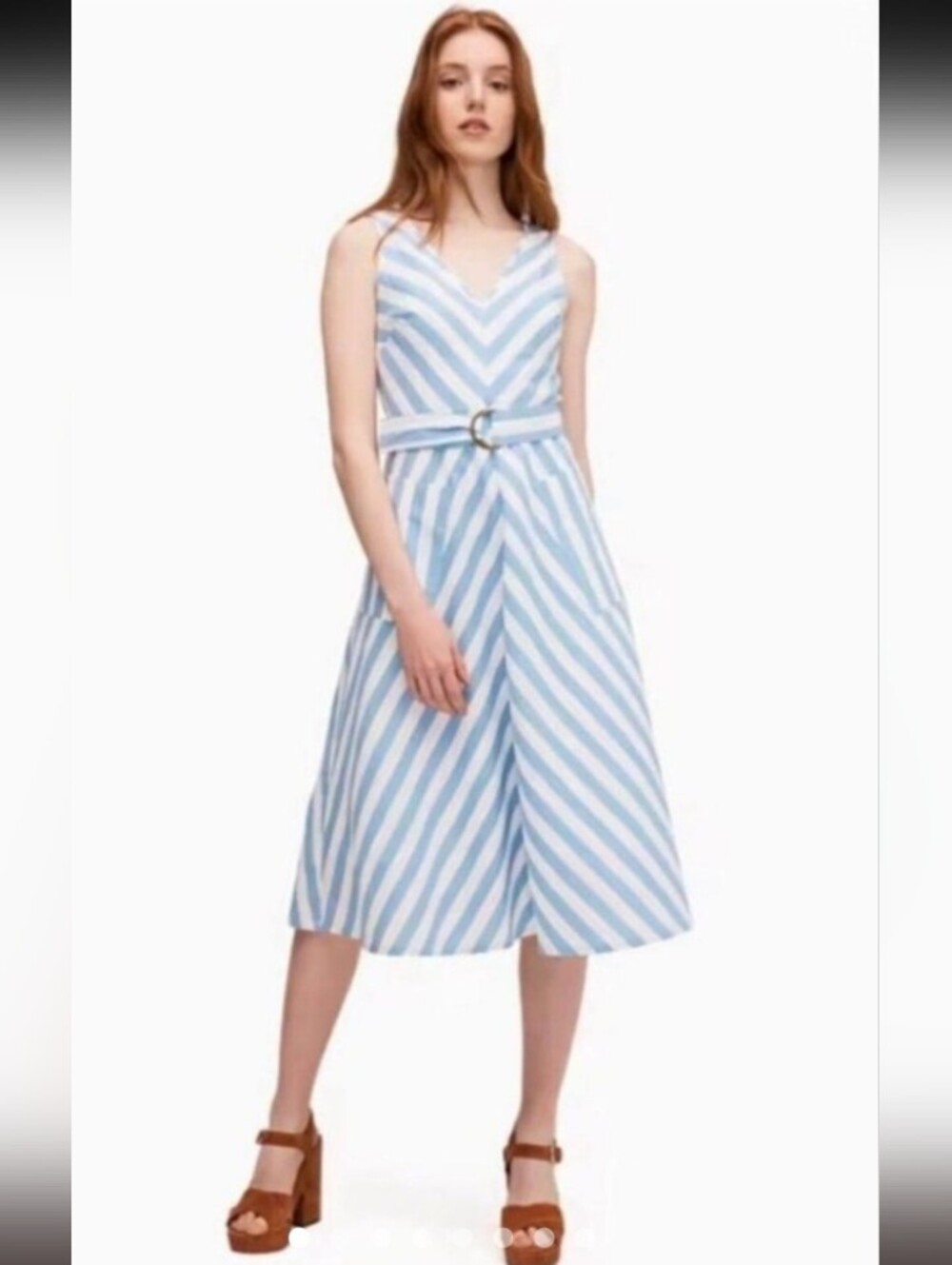 kate spade Blue and White Striped Midi Dress